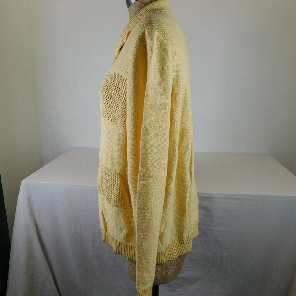 Weekends by Chicos Cardigan Sweater Size 3 (XL/16) Yellow Snaps Long Sleeve - Picture 3 of 9
